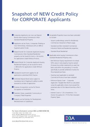 DBA Brochure - Credit Policy Snapshot for CORPORATE Applicants