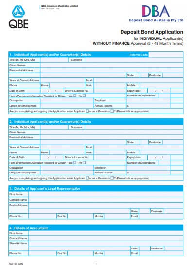 Deposit Bond Application Form for Individuals from 3 to 48 months